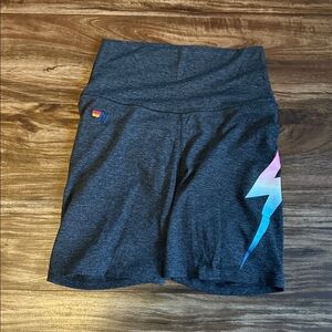 AVIATOR NATION Women's Charcoal Athletic Shorts with Lightning Bolt size XS